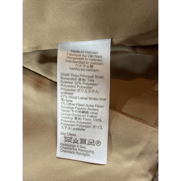 J Crew BU261 Womens Wool City Coat Long Sleeve Zip-Up Button Neck Tan 18 - Picture 8 of 14